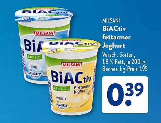 Milsani BiACtiv fettarmer Joghurt 200g