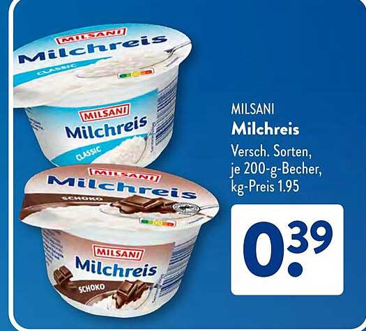 Milsani Milchreis 200 g Becher - Verschiedene Sorten