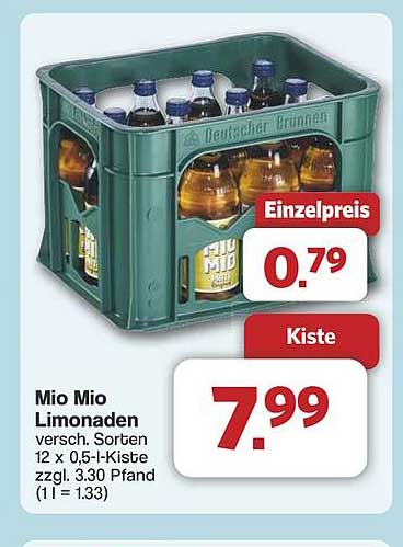 Mio Mio Limonaden 12 x 0,5 l-Kiste