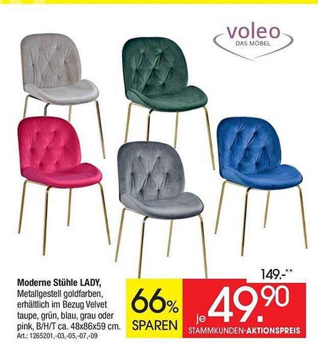 Moderne Stühle LADY in verschiedenen Farbausführungen