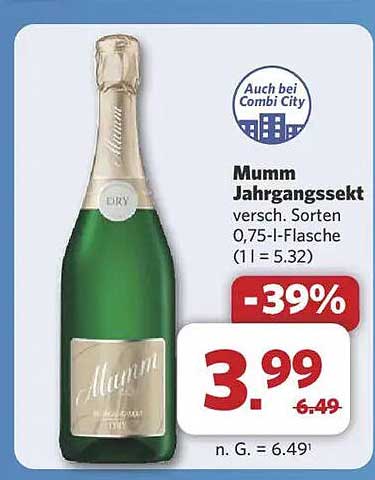 Mumm Jahrgangssekt 0,75-l-Flasche -39%