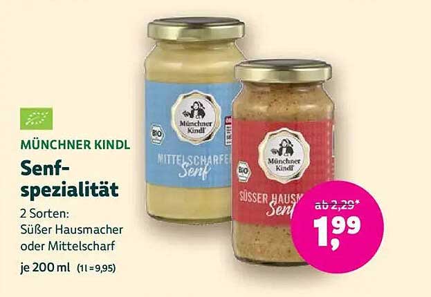 Münchner Kindl Senfspezialität - 2 Sorten: Süßer Hausmacher oder Mittelscharf