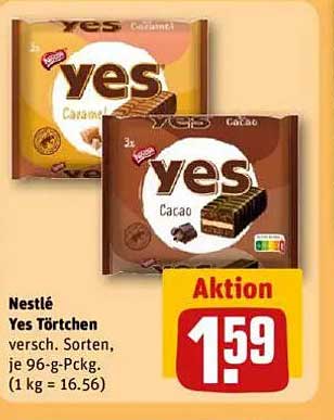 Nestlé Yes Törtchen, verschiedene Sorten, je 96-g-Pckg.