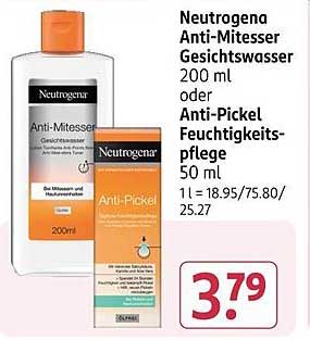 Neutrogena Anti-Mitesser Gesichtswasser 200 ml oder Anti-Pickel Feuchtigkeitspflege 50 ml