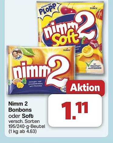 Nimm 2 Bonbons oder Soft – verschiedene Sorten 195/240-g-Beutel