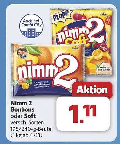 Nimm 2 Bonbons oder Soft – verschiedene Sorten