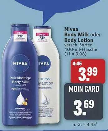 Nivea Body Milk oder Body Lotion 400-ml-Flasche