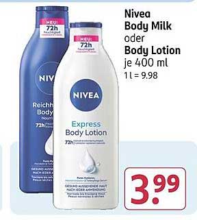 Nivea Body Milk oder Body Lotion je 400 ml