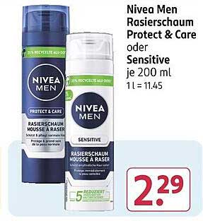 Nivea Men Rasiercreme Protect & Care oder Sensitive je 200 ml