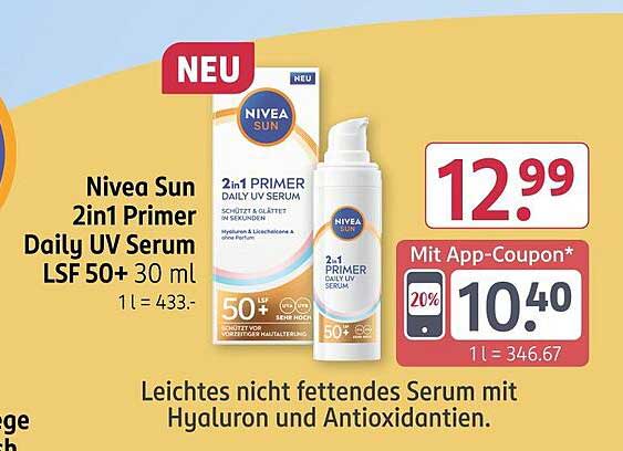 Nivea Sun 2in1 Primer Daily UV Serum LSF 50+ 30 ml