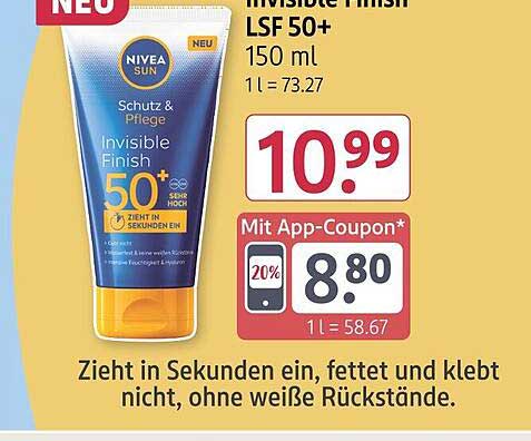 NIVEA SUN Invisible Finish LSF 50+ 150 ml