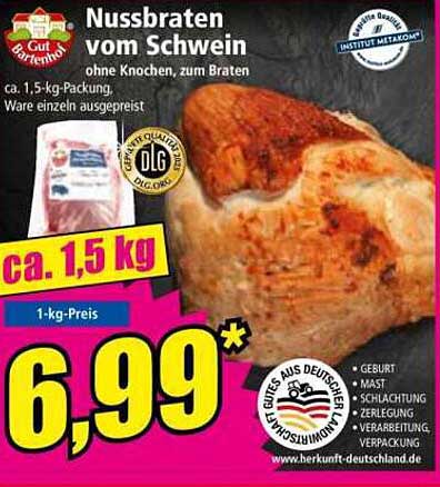 Nussbraten vom Schwein - ohne Knochen, zum Braten