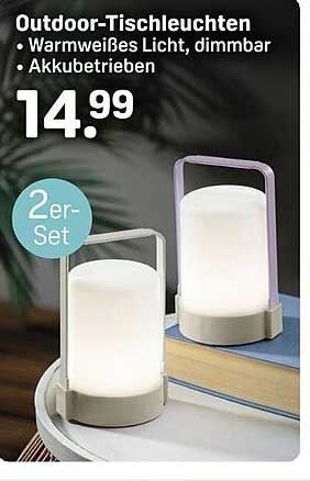 Outdoor-Tischleuchten - Warmweißes Licht, dimmbar, Akkubetrieben - 2er-Set