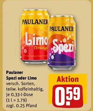 Paulaner Spezi oder Limo 0,33 l Dose