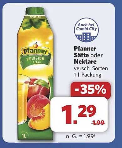 Pfanner Säfte oder Nektare 1l - 35% Rabatt