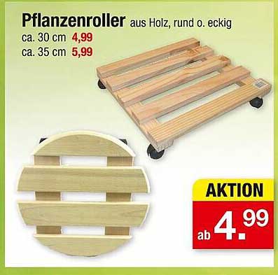 Pflanzenroller aus Holz, rund oder eckig