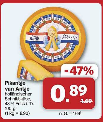Pikantje van Antje holländischer Schnittkäse 48% Fett i. Tr. 100 g