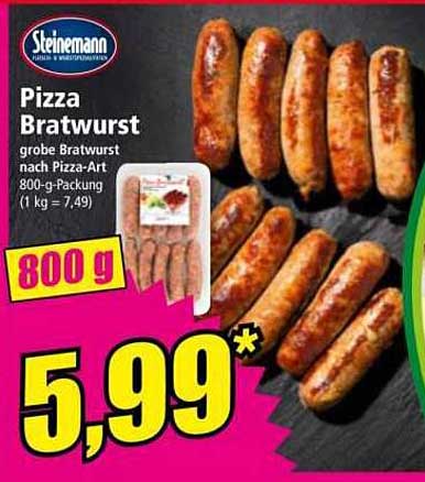 Pizza Bratwurst - Grobe Bratwurst nach Pizza-Art 800-g-Packung