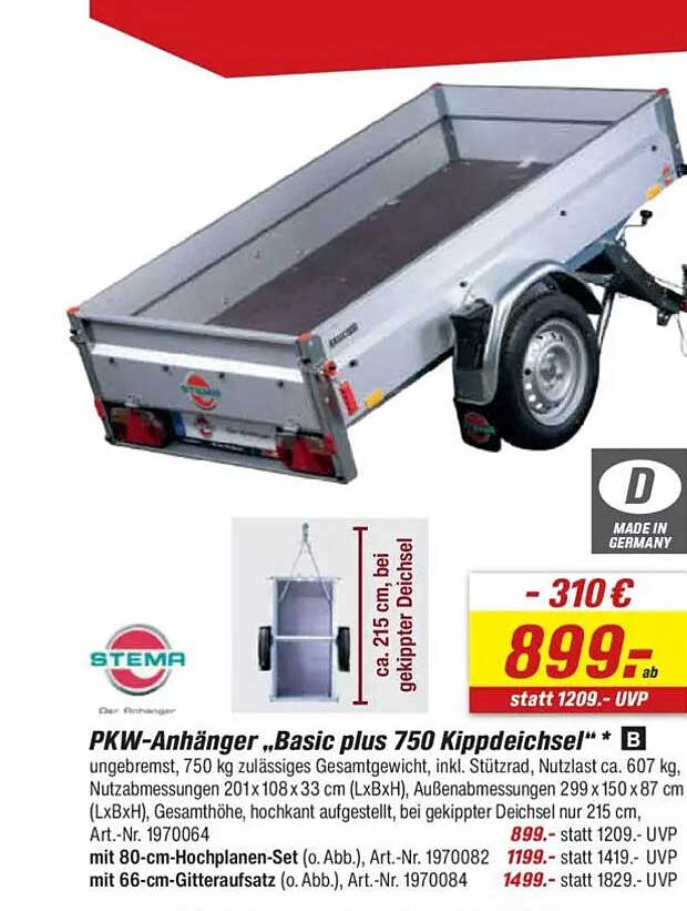 PKW-Anhänger „Basic plus 750 Kipptdeichsel“