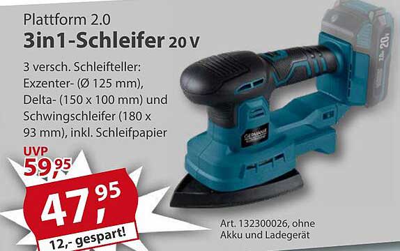 Plattform 2.0 3in1-Schleifer 20 V
