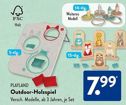 PLAYLAND Outdoor-Holzspiel - Verschiedene Modelle, ab 3 Jahren, je Set