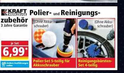 Polier- und Reinigungszubehör von KRAFT - Set mit 5 Teilen für Akkuschrauber