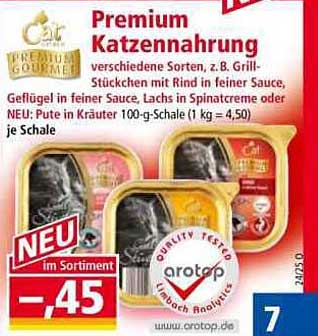 Premium Katzennahrung - verschiedene Sorten, z.B. Grillstückchen mit Rind in feiner Sauce