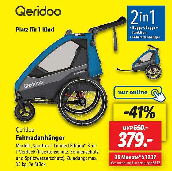 Qeridoo Fahrradanhänger – Sportrex 1 Limited Edition