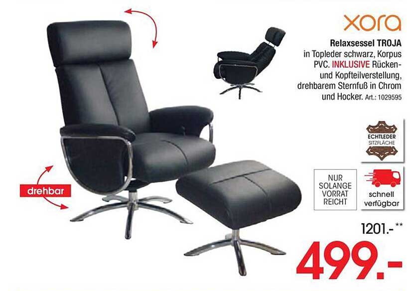 Relaxsessel TROJA in Topleder schwarz