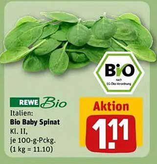 REWE Bio Baby Spinat Kl. II - je 100-g-Päckg.