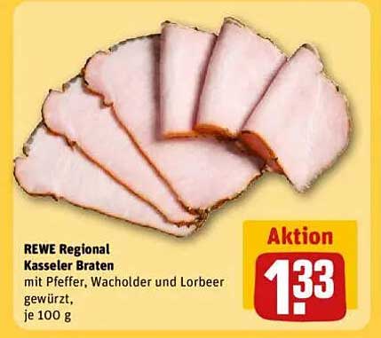 REWE Regional Kasseler Braten mit Pfeffer, Wachholder und Lorbeer gewürzt, je 100 g
