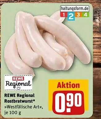 REWE Regional Rostbratwurst »Westfälische Art«, je 100 g