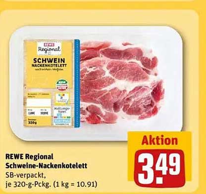 REWE Regional Schweine-Nackensteak SB-verpackt, je 320-g-Pckg.