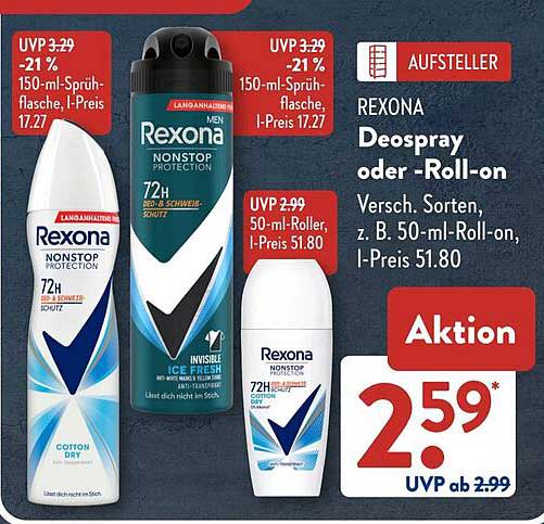Rexona Deospray oder -Roll-on