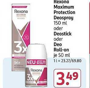 Rexona Maximum Protection Deospray 150 ml oder Deostick oder Deo Roll-on je 50 ml