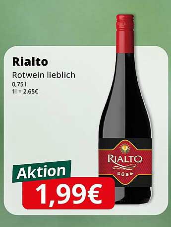 Rialto Rotwein lieblich 0,75 l für nur 1,99 €
