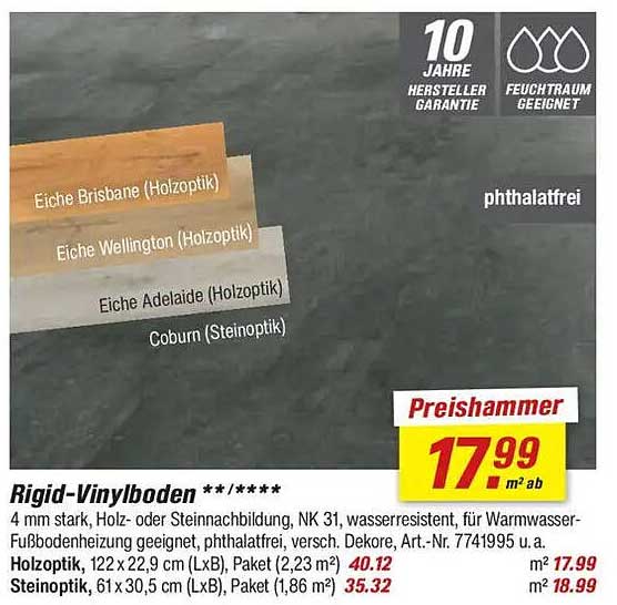 Rigid-Vinylboden in Holz- und Steinoptik
