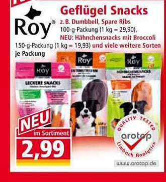 Roy Geflügel Snacks - 150-g-Packung für nur 2,99 €