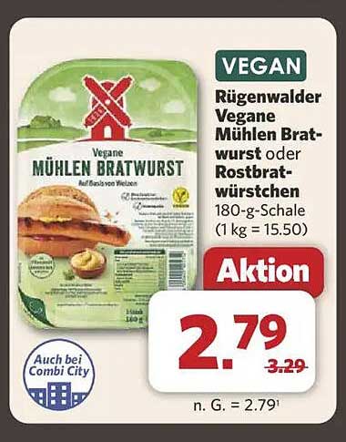Rügenwalder Vegane Mühlen Bratwurst oder Rostbratwürstchen 180-g-Schale