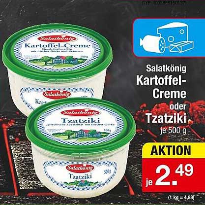 Salatkrönung: Salatkönig Kartoffel-Creme oder Tzatziki je 500 g