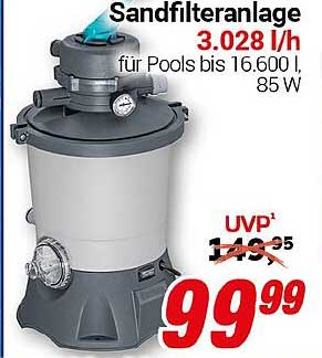 Sandfilteranlage 3.028 l/h für Pools bis 16.600 l, 85 W