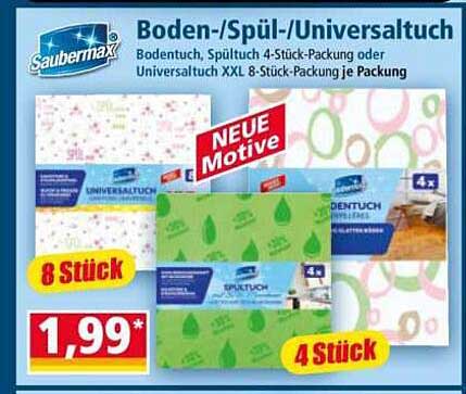 Saubermax Boden-/Spül-/Universaluch 4-Stück- oder XXL 8-Stück-Packung
