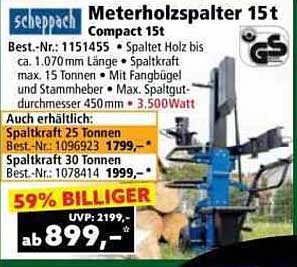 Scheppach Meterholzspalter 15t Compact