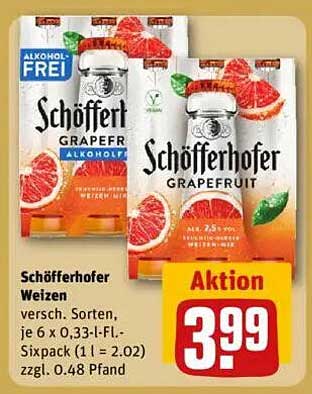 Schöfferhofer Weizen und Grapefruit - Alkoholfrei im Sechserpack
