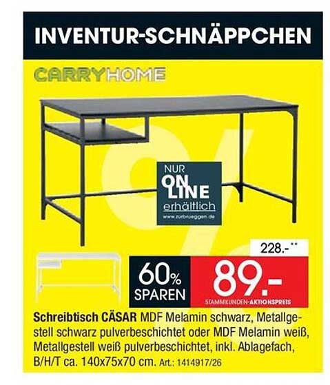 Schreibtisch CÄSAR MDF Melamin schwarz, Metallgestell schwarz pulverbeschichtet oder MDF Melamin weiß, Metallgestell weiß pulverbeschichtet.