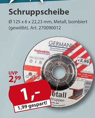 Schruppscheibe Ø 125 x 6 x 22,23 mm, Metall, bombiert (gewölbt)