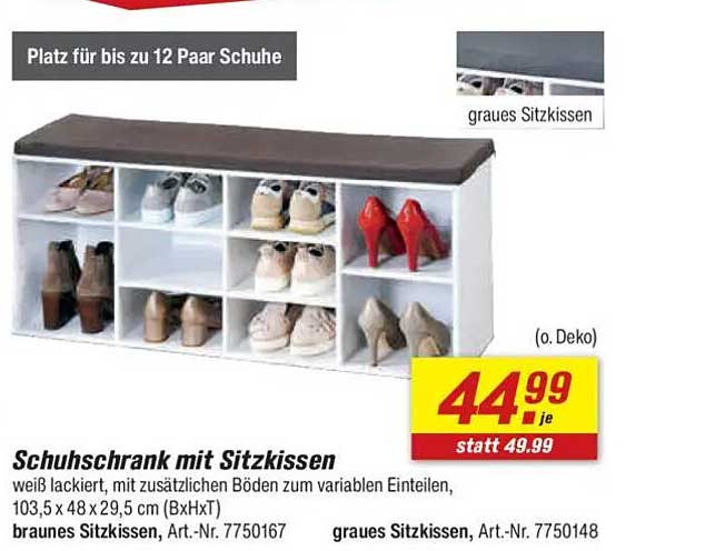 Schuhschrank mit Sitzkissen