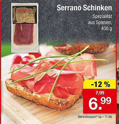 Serrano Schinken - Spezialität aus Spanien, 400 g