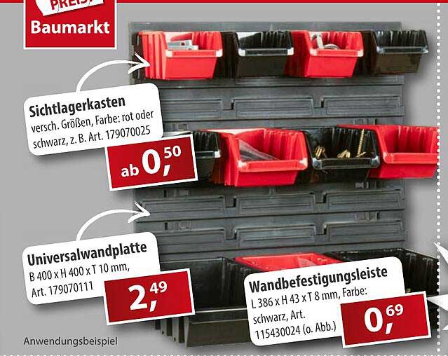Sichtlagerkasten, Universawalnplatte und Wandbefestigungsleiste