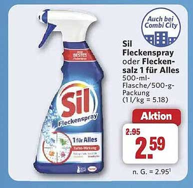 Sil Fleckenspray oder Fleckensalz 1 für Alles 500-ml-Flasche/500-g-Packung